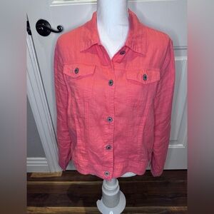 Women's coral Linen Jacket Jones & co large